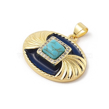 Brass Pave Synthetic Turquoise Pendants(X-KK-U047-20G-01)-2