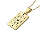 304 Stainless Steel Black Enamel Rectangle with Constellation Pendant Necklaces(NJEW-I128-01J)-2