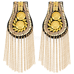 2Pcs Tassel Epaulettes, Detachable Rivet Shoulder Badge, with Iron Chains & Pin, Wool Findings, Golden, 180x62x5~15mm(DIY-FG0005-38A)
