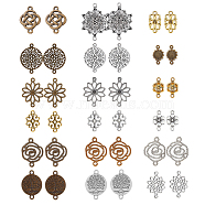 72Pcs 18 Styles Tibetan Style Alloy Connector Charms, Mixed Shapes, Mixed Color, 16.5~40x10~28x1mm, Hole: 1~2.5mm, 4pcs/style(FIND-SC0003-34)