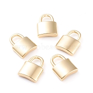 Brass Pendants, Long-Lasting Plated, Lock, Real 18K Gold Plated, 15x11.5x4mm, Hole: 5x4.5mm(ZIRC-I043-15G)
