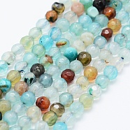 Natural Agate Beads Strands, Dyed & Heated, Round, Faceted, Mixed Color, 4mm, Hole: 0.5mm, about 92pcs/strand, 14.57 inch(37cm)(G-E469-12P)