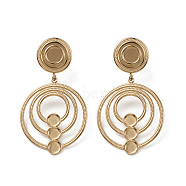 Ion Plating(IP) 304 Stainless Steel Stud Dangle Earrings Findings, Blank Cabochon Setting, Round Ring, Real 14K Gold Plated, 44mm, Pin: 0.7mm, Round Tray: 3.6mm & 4mm(EJEW-G346-06G)