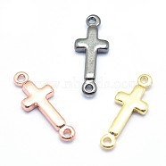 Brass Links connectors, Lead Free & Cadmium Free & Nickel Free, Sideways Cross, Mixed Color, 13.5x5x1.5mm, Hole: 0.8mm(KK-P155-70-NR)