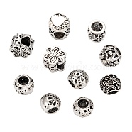 Alloy European Beads, Large Hole Beads, Mixed Shape, Antique Silver, 9~12x9~13x8~11mm, Hole: 4~5mm(MPDL-S066-048)
