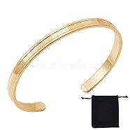 2Pcs Brass Grooved Open Cuff Bangles Set for Women, Golden, Inner Diameter: 2-1/2 inch(6.2cm)(BJEW-UN0001-31)