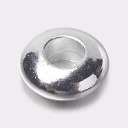 Brass Spacer Beads, Rondelle, Silver Color Plated, 5x2mm, Hole: 1.5~2mm(KK-E246-S)