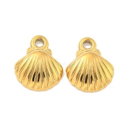 Ion Plating(IP) 304 Stainless Steel Charms, Shell Shape Charm, Real 18K Gold Plated, 13x10x3mm, Hole: 1.6mm(STAS-P365-02G)