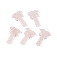 Natural Rose Quartz Coconut Tree Pendants, Palm Tree Charms, 27~28x19~22x5~6mm, Hole: 1.2~1.5mm(G-N342-02I)