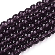 Transparent Glass Beads Strands, Round, Purple, 4~4.5mm, Hole: 0.8mm, about 97~99pcs/strand, 14.76 inch~14.96 inch(37.5~38cm)(GLAA-T032-T4mm-03)