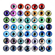 Glass Cabochons, Half Round with Eye, Mixed Color, 20x6.5mm.(GGLA-T004-03)