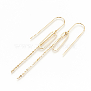 Brass Stud Earring Findings, Ear Threads, Oval, Real 18K Gold Plated, 78mm, 24.5x7mm, pin: 0.8mm(X-KK-S345-072)