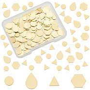 160Pcs 4 Style Brass Cabochons, Hexagon/Teardrop/Triangle/Flat Round, Golden, 5.5~10x5.5~8x0.8mm, 40pcs/style(KK-OC0001-39)