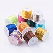 Nylon Cord, Satin Rattail Cord, for Beading Jewelry Making, Chinese Knotting, Mixed Color, 1.5mm, about 16.4 yards(15m)/roll(NWIR-L006-1.5mm-M)