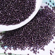 MIYUKI Delica Beads, Cylinder, Japanese Seed Beads, 11/0, (DB0611) Dyed Silver Lined Wine, 1.3x1.6mm, Hole: 0.8mm, about 10000pcs/bag, 50g/bag(SEED-X0054-DB0611)
