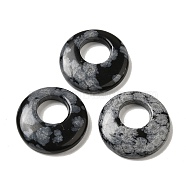 Natural Snowflake Obsidian Pendants, Donut/Pi Disc Charms, 27.5~28x4.5~5.5mm(G-T122-76M)