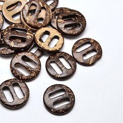 Flat Round Coconut Buckles, CoconutBrown, 25x3~5mm, Hole: 14x4mm(COCO-P001-21)