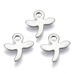 Non-Tarnish 201 Stainless Steel Charms, Laser Cut, Dragonfly, Stainless Steel Color, 10.5x10x0.7mm, Hole: 1.8mm(STAS-R116-093)