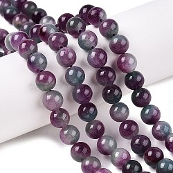 Dyed Natural White Jade Beads Strands, Two Tone, Round, Purple, 8x8mm, Hole: 0.9mm, about 47~48pcs/strand, 15.16~15.72''(38.5~39.3cm)(G-T138-8mm-210-10)