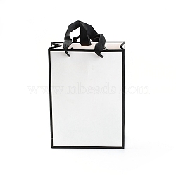 Rectangle Paper Bags, with Handles, for Gift Bags and Shopping Bags, White, 22x16x0.6cm(CARB-F007-01C-01)