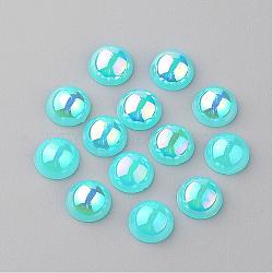 Acrylic Cabochons, AB Color Plated, Half Round, Deep Sky Blue, 8x4mm(MACR-Q171-8mm-11)