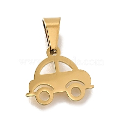 304 Stainless Steel Pendants, Laser Cut, Ion Plating(IP), Car, Golden, 13x15x1mm, Hole: 6x3.3mm(STAS-H453-21G)