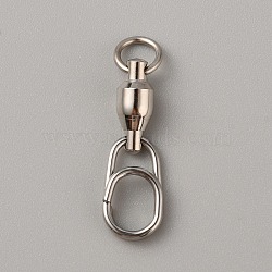 Brass with 304 Stainless Steel Fishing Fast Snap Clips, Quick Change Connectors, Platinum & Stainless Steel Color, 34x10x6mm, Hole: 5.4mm & 8.5x5.7mm(FIND-WH0152-322F)