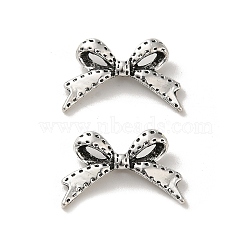 Tibetan Style Alloy Beads, Cadmium Free & Lead Free, Bowknot, Antique Silver, 11x18x3mm, Hole: 1.6mm(X-PALLOY-P302-07C-AS)