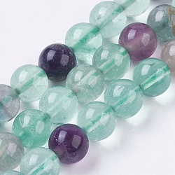 Natural Fluorite Bead Strands, Round, 8mm, Hole: 1mm, about 48pcs/strand, 15.16 inch(38.5cm)(G-E468-F01-8mm)