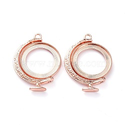 Alloy Open Back Bezel Pendants, Rotating Pendants, for DIY UV Resin, Epoxy Resin, Pressed Flower Jewelry, Terrestrial Globe, Rose Gold, 41x31x5mm, Hole: 2.5mm(PALLOY-Z003-08RG)