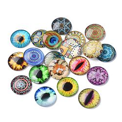 Glass Cabochons, Half Round, Mixed Patterns, Mixed Color, 25x5.5mm(GLAA-XCP0011-25)