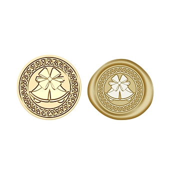 Christmas Series Wax Seal Brass Stamp Head, for Wax Seal Stamp, Golden, Christmas Bell, 25x15mm, Inner Diameter: 7mm