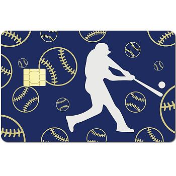 PVC Plastic Waterproof Card Stickers, Self-adhesion Card Skin for Bank Card Decor, Rectangle, Baseball, 186.3x137.3mm