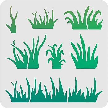 Plastic Reusable Drawing Painting Stencils Templates, for Painting on Scrapbook Paper Wall Fabric Floor Furniture Wood, Square, Grass Pattern, 300x300mm