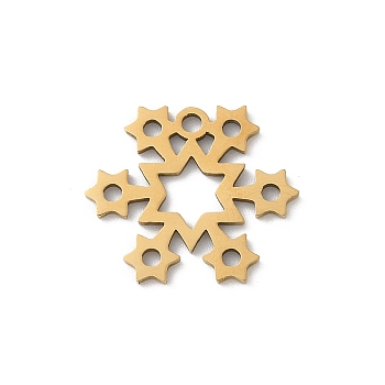 Christmas 201 Stainless Steel Pendants, Snowflake Charm, Laser Cut, Ion Plating(IP), Real 18K Gold Plated, 13.5x16x1mm, Hole: 1.4mm