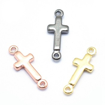 Brass Links connectors, Lead Free & Cadmium Free & Nickel Free, Sideways Cross, Mixed Color, 13.5x5x1.5mm, Hole: 0.8mm