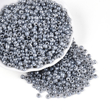 Glass Seed Beads, Ceylon, Round, Dark Gray, 6/0, 4mm, Hole: 1.5mm, about 4500pcs/pound