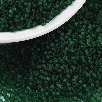 MIYUKI Round Rocailles Beads, Japanese Seed Beads, 15/0, (RR156F) Matte Transparent Dark Emerald, 15/0, 1.5mm, Hole: 0.7mm, about 5555pcs/10g