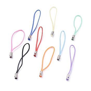 Mobile Phone Strap, Colorful DIY Cell Phone Straps, Nylon Cord Loop with Alloy Ends, Mixed Color, 50~60mm