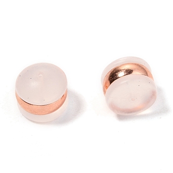 TPE Plastic Ear Nuts, with 316 Surgical Stainless Steel Findings, Earring Backs, Half Round/Dome, Rose Gold, 6x6.5mm