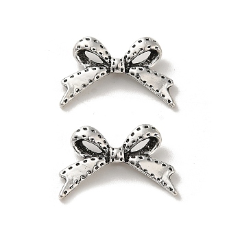 Tibetan Style Alloy Beads, Cadmium Free & Lead Free, Bowknot, Antique Silver, 11x18x3mm, Hole: 1.6mm