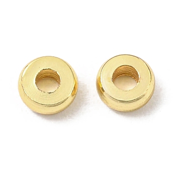 Brass Beads, Cadmium Free & Lead Free, Long-Lasting Plated, Disc, Real 18K Gold Plated, 3x1mm, Hole: 1.2mm