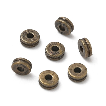 Tibetan Style Flat Round Alloy Spacers Beads, Cadmium Free & Lead Free, Antique Bronze, 6x3mm, Hole: 1.5mm