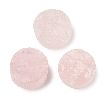 Natural Rose Quartz Cabochons, Flat Round, 15x6.5~9.5mm