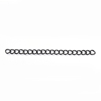 304 Stainless Steel Chain Extender, Curb Chains, Electrophoresis Black, 45~60, Link: 4x3x0.6mm
