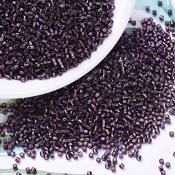 MIYUKI Delica Beads, Cylinder, Japanese Seed Beads, 11/0, (DB0611) Dyed Silver Lined Wine, 1.3x1.6mm, Hole: 0.8mm, about 10000pcs/bag, 50g/bag
