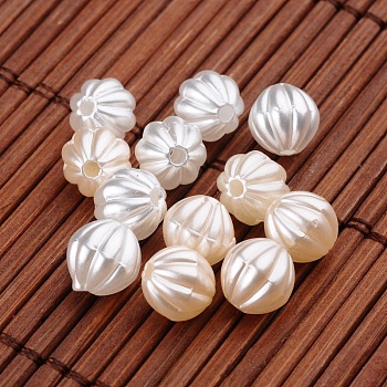 Round Imitation Pearl Acrylic Beads, Corrugated Beads, Mixed Color, 8mm, Hole: 2mm