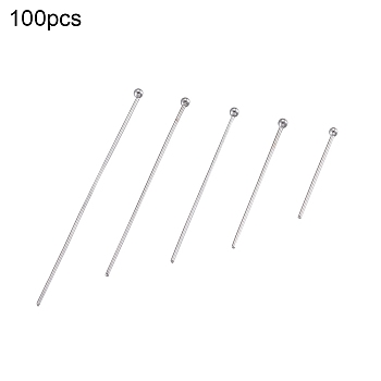 304 Stainless Steel Ball Head pins, Stainless Steel Color, 30x0.7mm/40x0.7mm/50x0.7mm/35x0.7mm/20x0.7mm, 100pcs/box