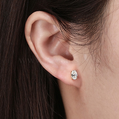 Clous d'oreilles en argent sterling plaqué rhodium 925 avec micro pavé de zircone cubique pour femme(EJEW-P231-06P)-2