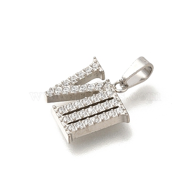 Ion Plating(IP) 304 Stainless Steel Micro Pave Cubic Zirconia Pendants(STAS-H228-02P-08)-2